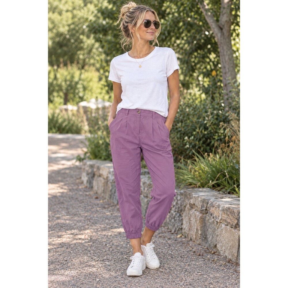 Halara Lightweight Twill Side Pocket Cropped Jogger Pants Lilac Size Large